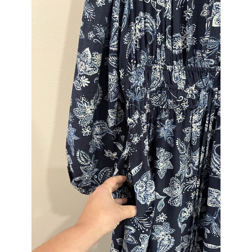 LOFT Paisley Bow Pocket Boho Maxi Dress Blue NWT Size Large - Picture 7 of 12